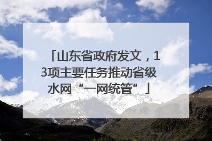 山东省政府发文，13项主要任务推动省级水网“一网统管”